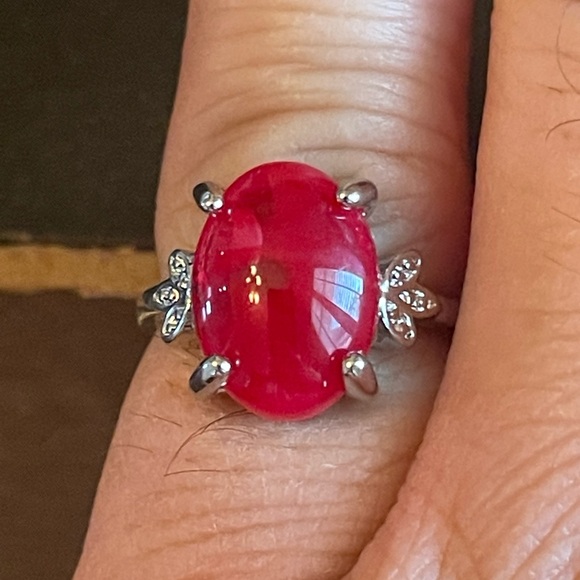 Red sapphire S925 silver ring size 6.5 - Picture 9 of 9